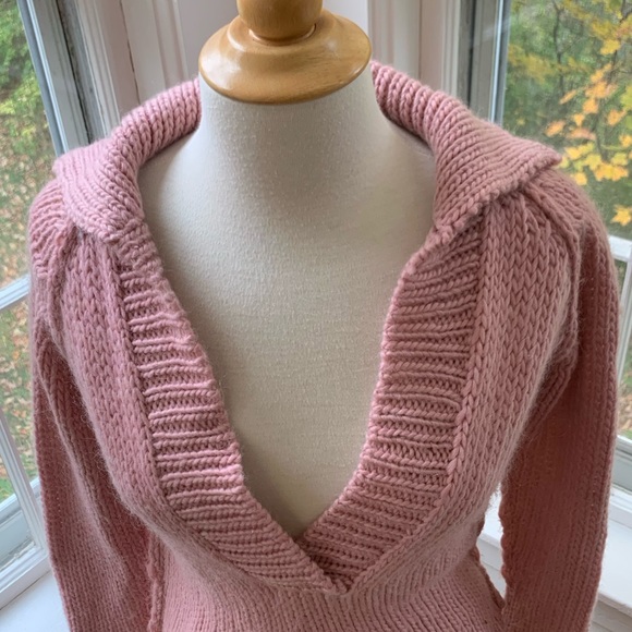 LAURIE B. soft mohair blend Vneck with collar - Picture 2 of 7